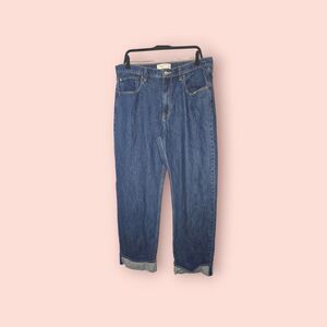 Abercrombie & Fitch The Loose High Rise Cropped Cuffed Jeans Size 32/14R Baggy